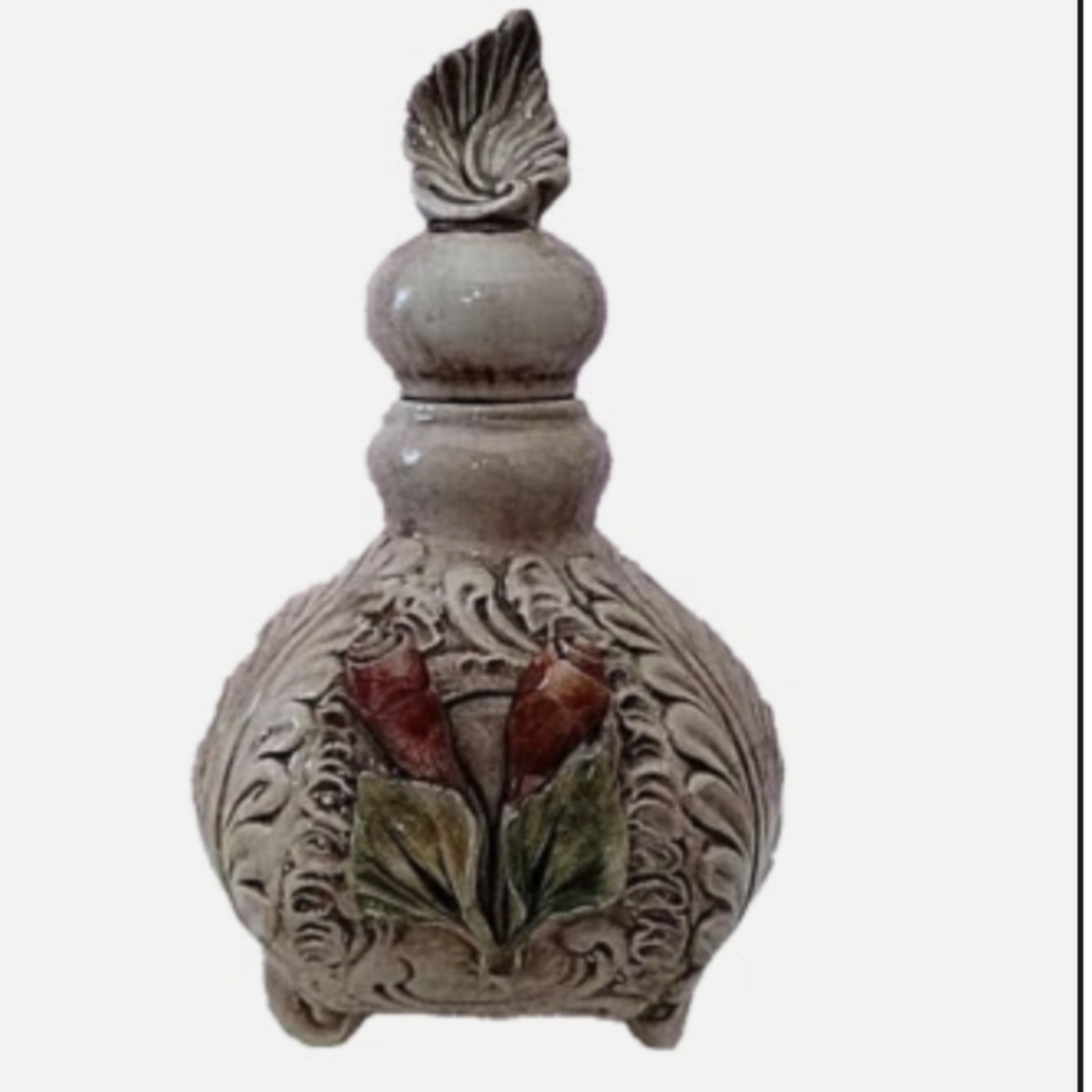 Footed URN Vintage Capodimonte Porcelain Covered Jar-with Flowers Italy/…